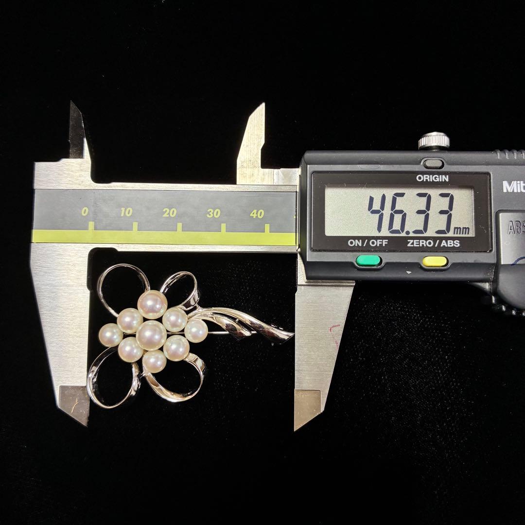 【ミキモト】MIKIMOTO ブローチ シルバー　パール　リボン　コサージュ