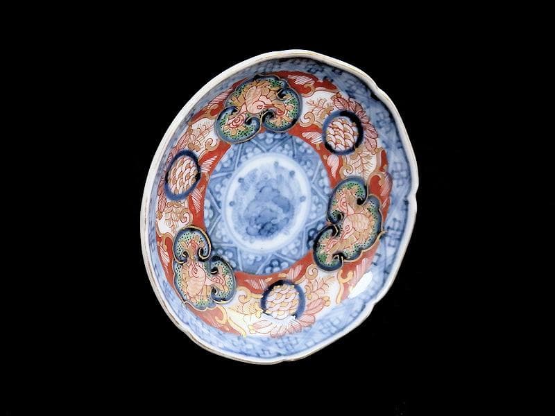 大聖寺伊万里　金襴手　窓絵　鳳凰に青海波の図　豆皿　C970AS-BZx