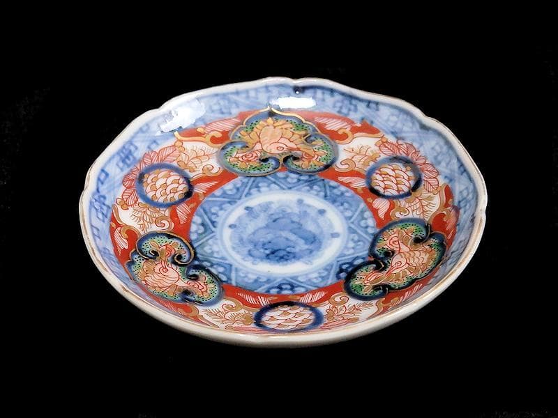 大聖寺伊万里　金襴手　窓絵　鳳凰に青海波の図　豆皿　C970AS-BZx