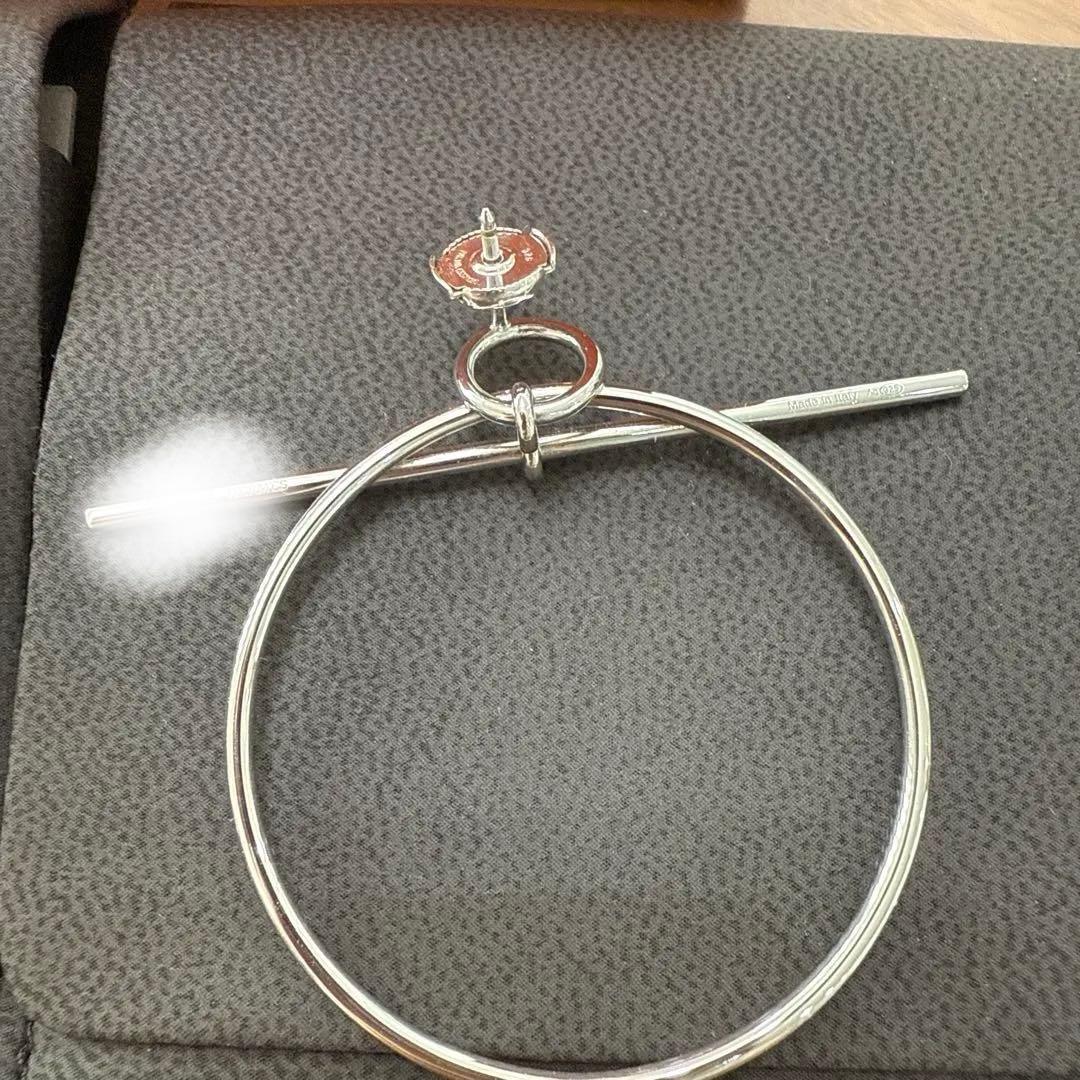 HERMES シルバー フープピアス