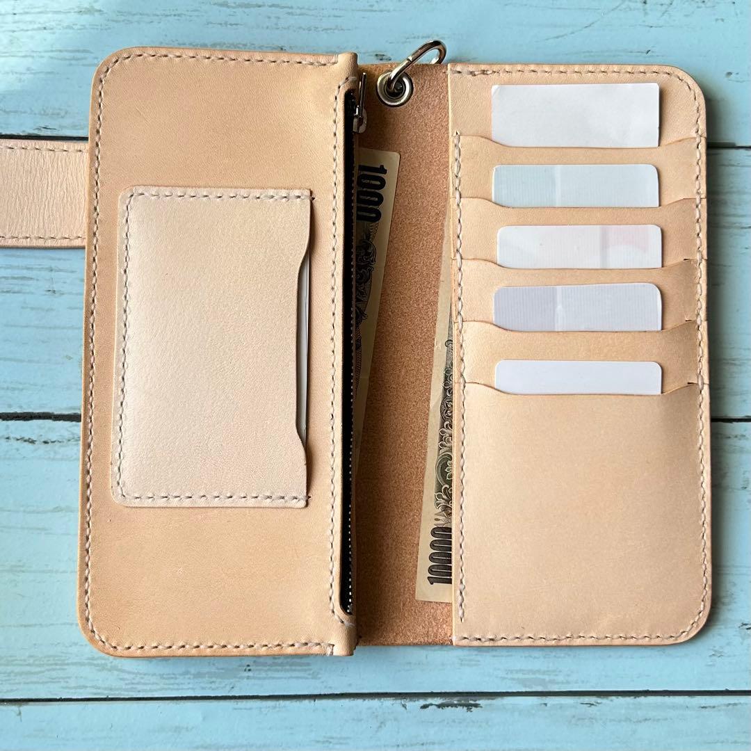 長財布　トラッカーウォレット　バイカーズウォレット　牛革　ハンドメイド　タイプB