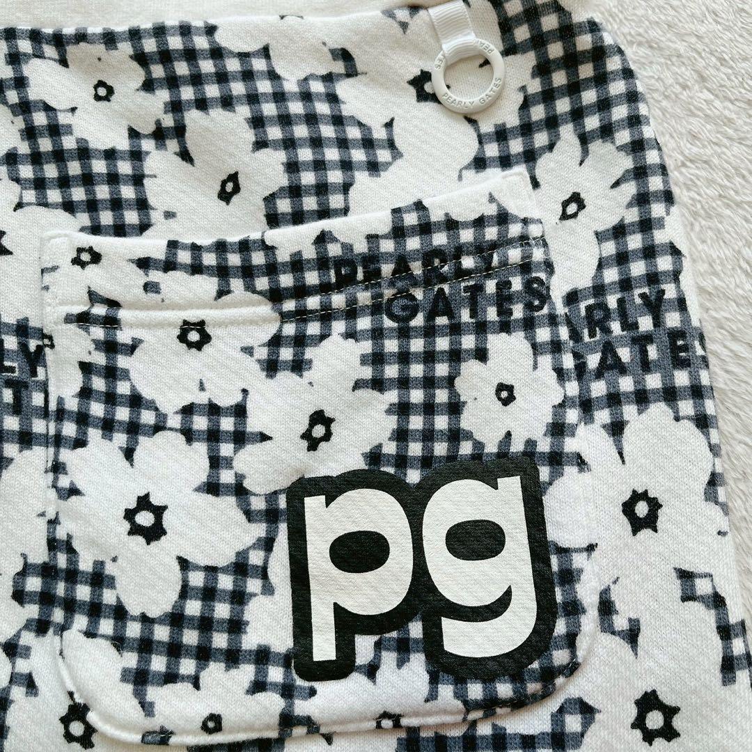 美品　パーリーゲイツ セットアップ　パーカー　スカート　チェック　花柄　裏毛