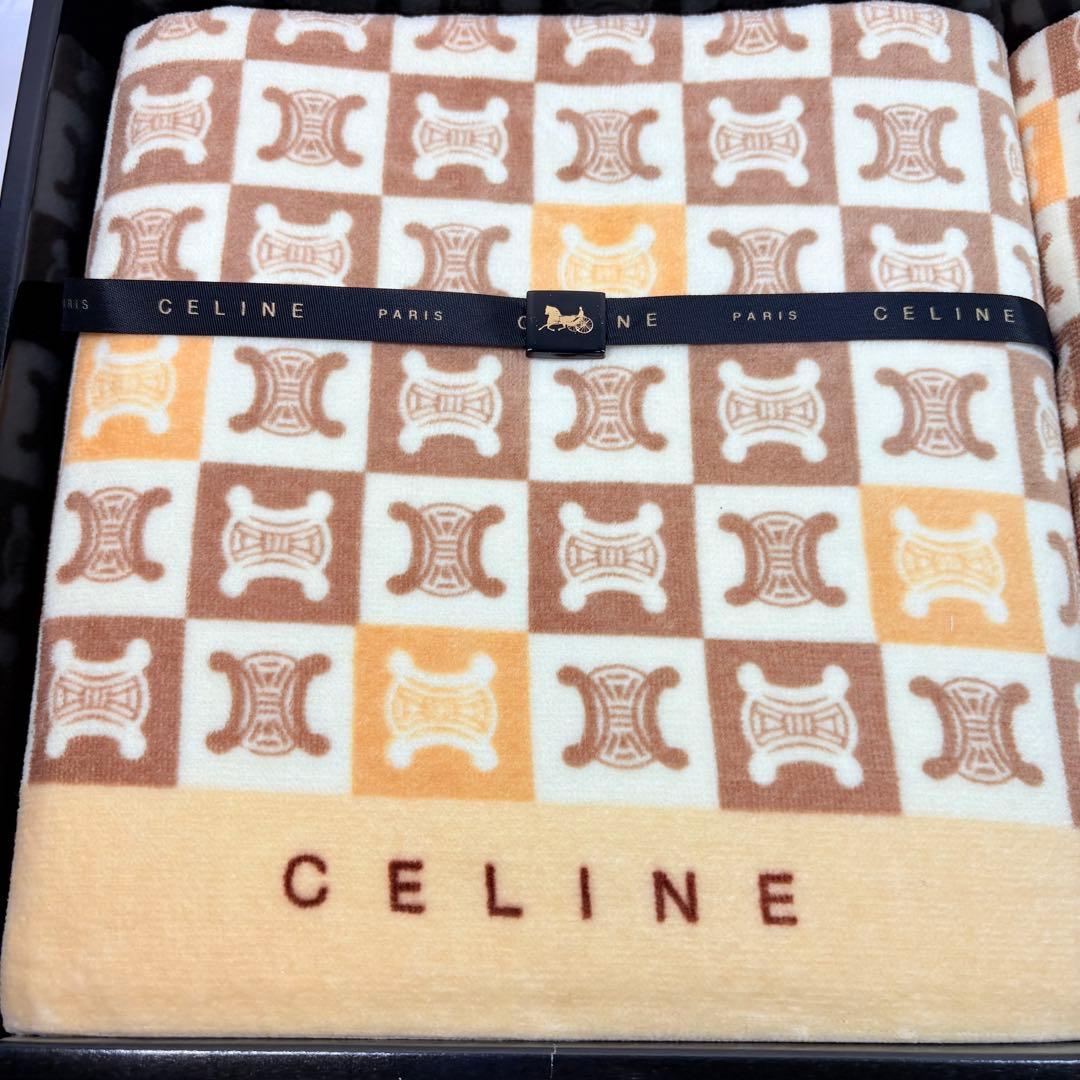 CELINE セリーヌ バスタオル フェイスタオル マカダム　トリオンフ総柄