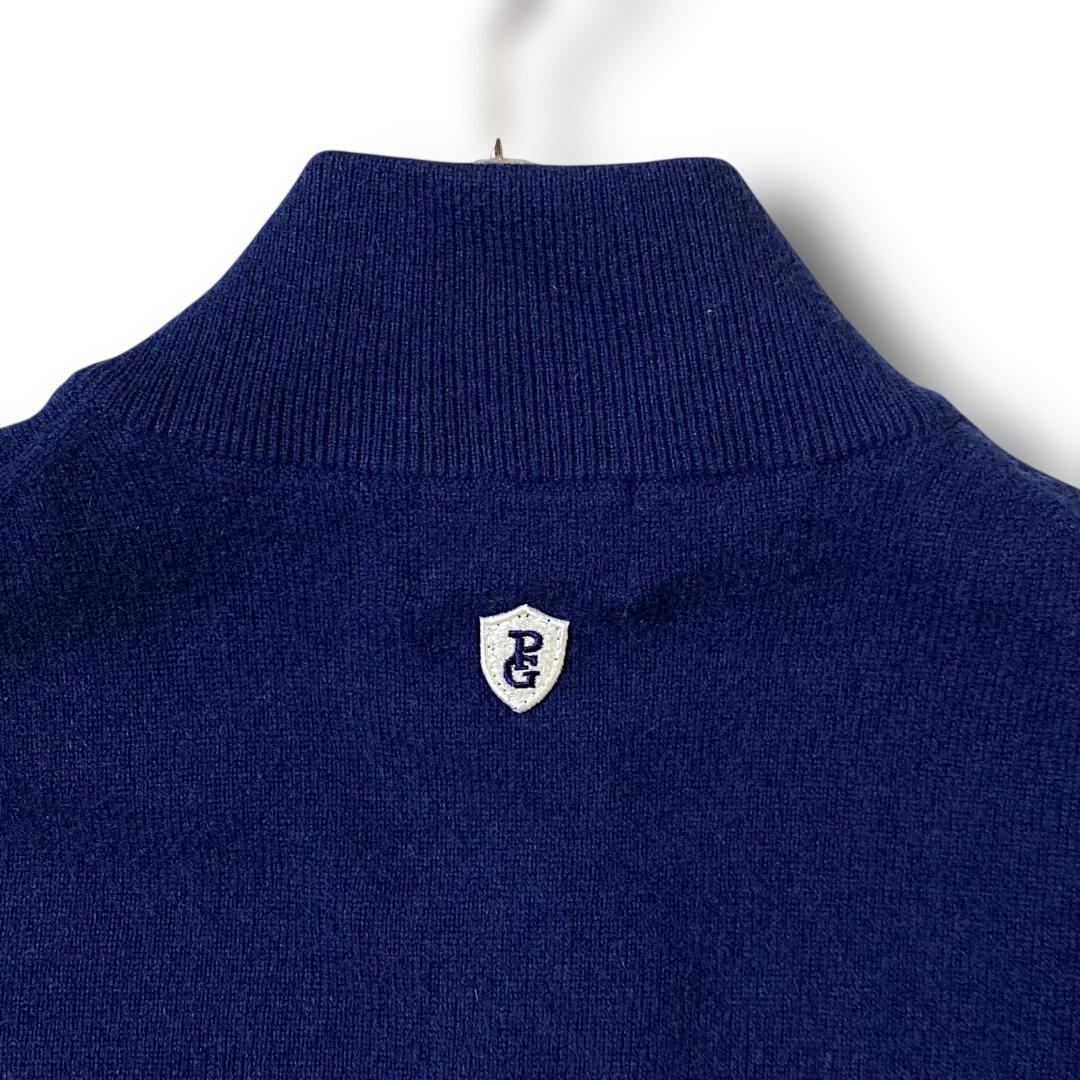 1 パーリーゲイツ 定4.2万 カシミヤ100% ニットブルゾン セーター 紺