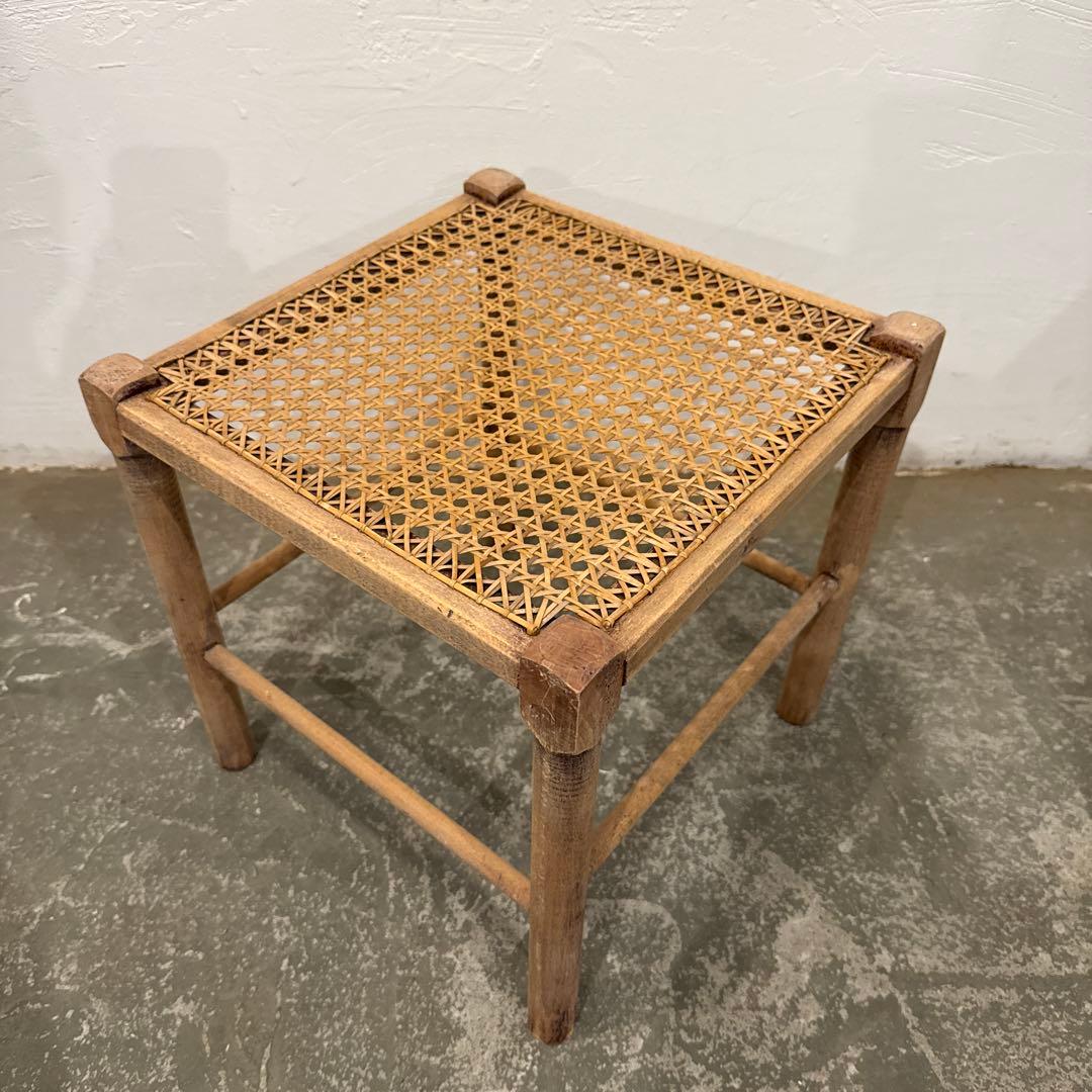 ヴィンテージ　ラタン　スクエア　スツール