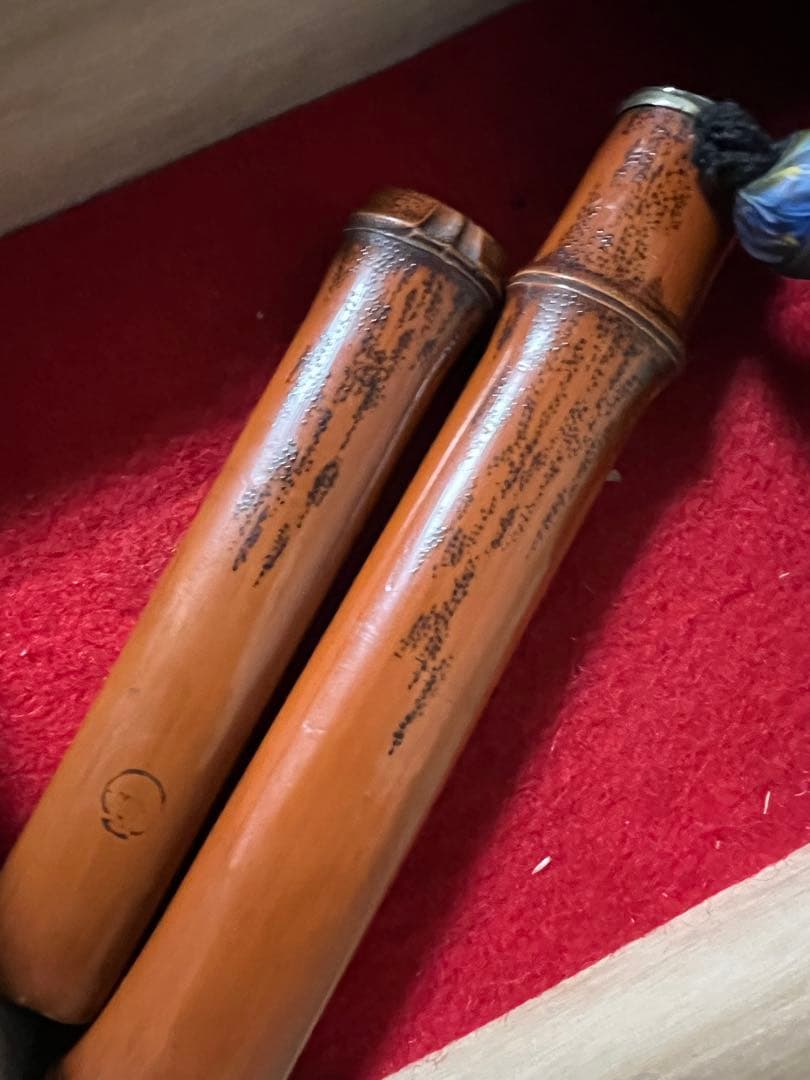 金製金具 煙草入れ k18刻印煙管 斑竹