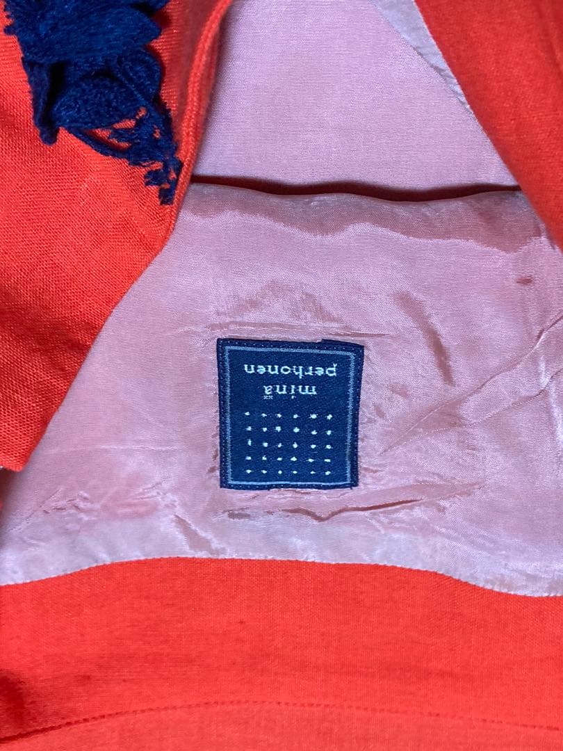 ミナペルホネン　スカート forest parade リネン　36 オレンジ