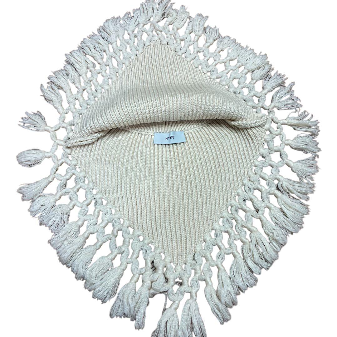 HYKE ハイク　ネックウォーマー　フリンジつけ襟　ホワイト　アイボリー　美品