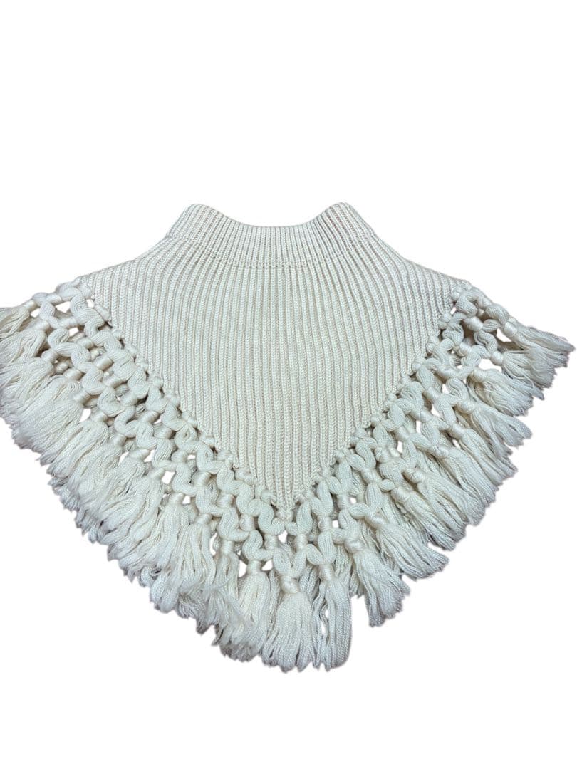 HYKE ハイク　ネックウォーマー　フリンジつけ襟　ホワイト　アイボリー　美品