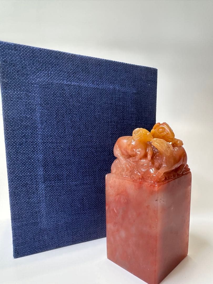 13三羊開泰　ラオス石　巧色　美品　印材　印石　落款　書道　雅号