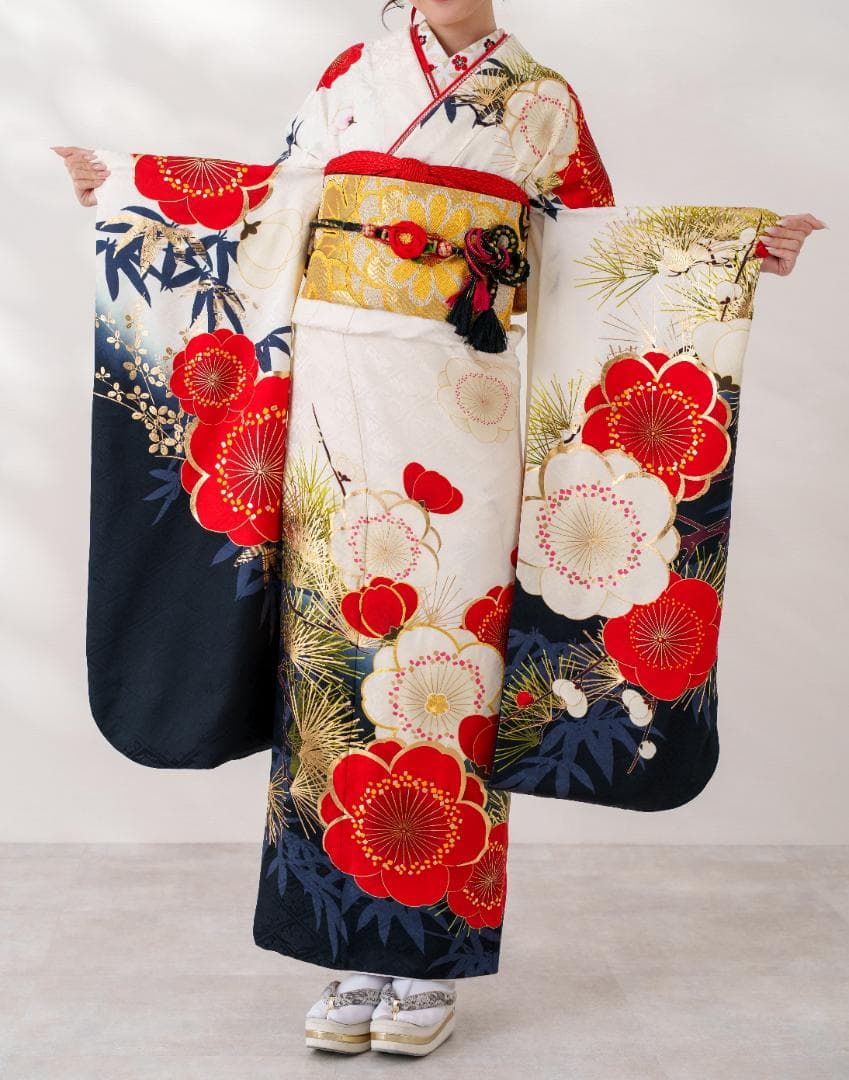 ≪美品≫正絹　振袖９点フルセット【663】【150cm~160cmの方用】