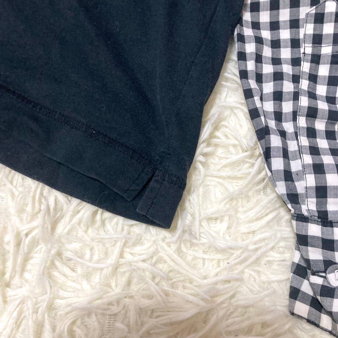 ISSEY MIYAKE MEN Tシャツ　長袖　袖切替　ドッキング　チェック