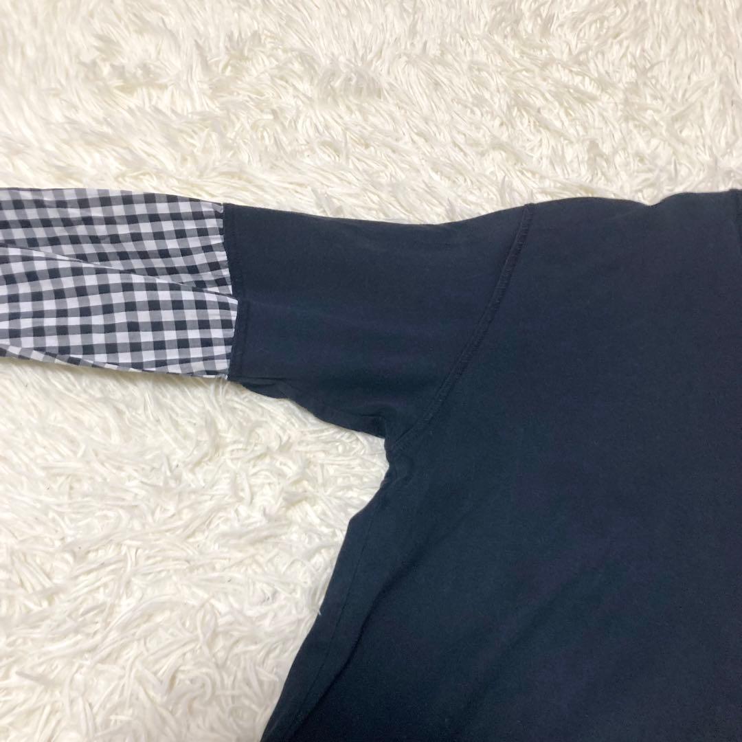 ISSEY MIYAKE MEN Tシャツ　長袖　袖切替　ドッキング　チェック