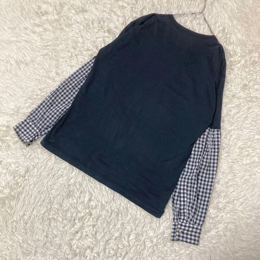 ISSEY MIYAKE MEN Tシャツ　長袖　袖切替　ドッキング　チェック