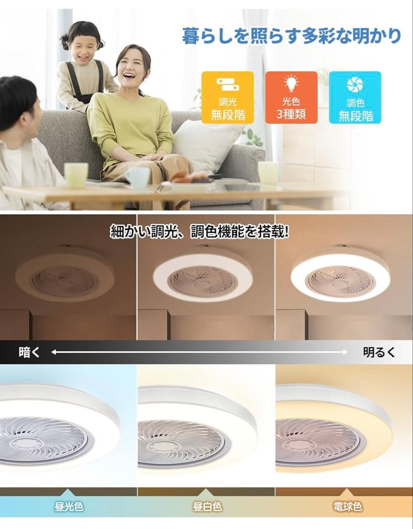 ⭐️限定1台⭐️シーリングファンライト LED 常夜灯 DCモーター リモコン付き