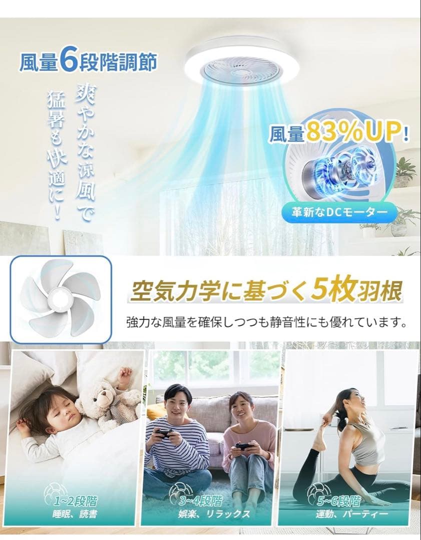 ⭐️限定1台⭐️シーリングファンライト LED 常夜灯 DCモーター リモコン付き