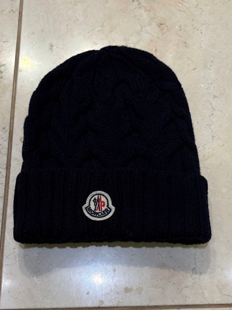 MONCLER ネイビー ニット帽 L