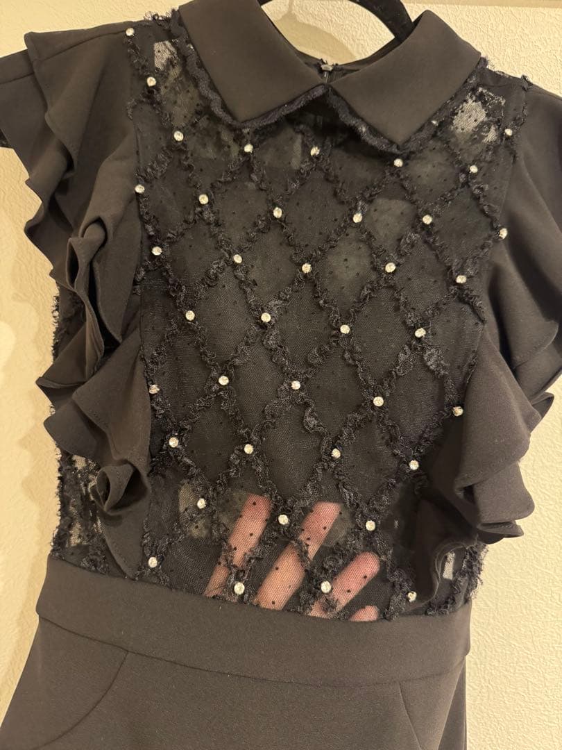 anマーメイド 襟付き フリルデザイン シアー ミニドレス キャバ　sugar