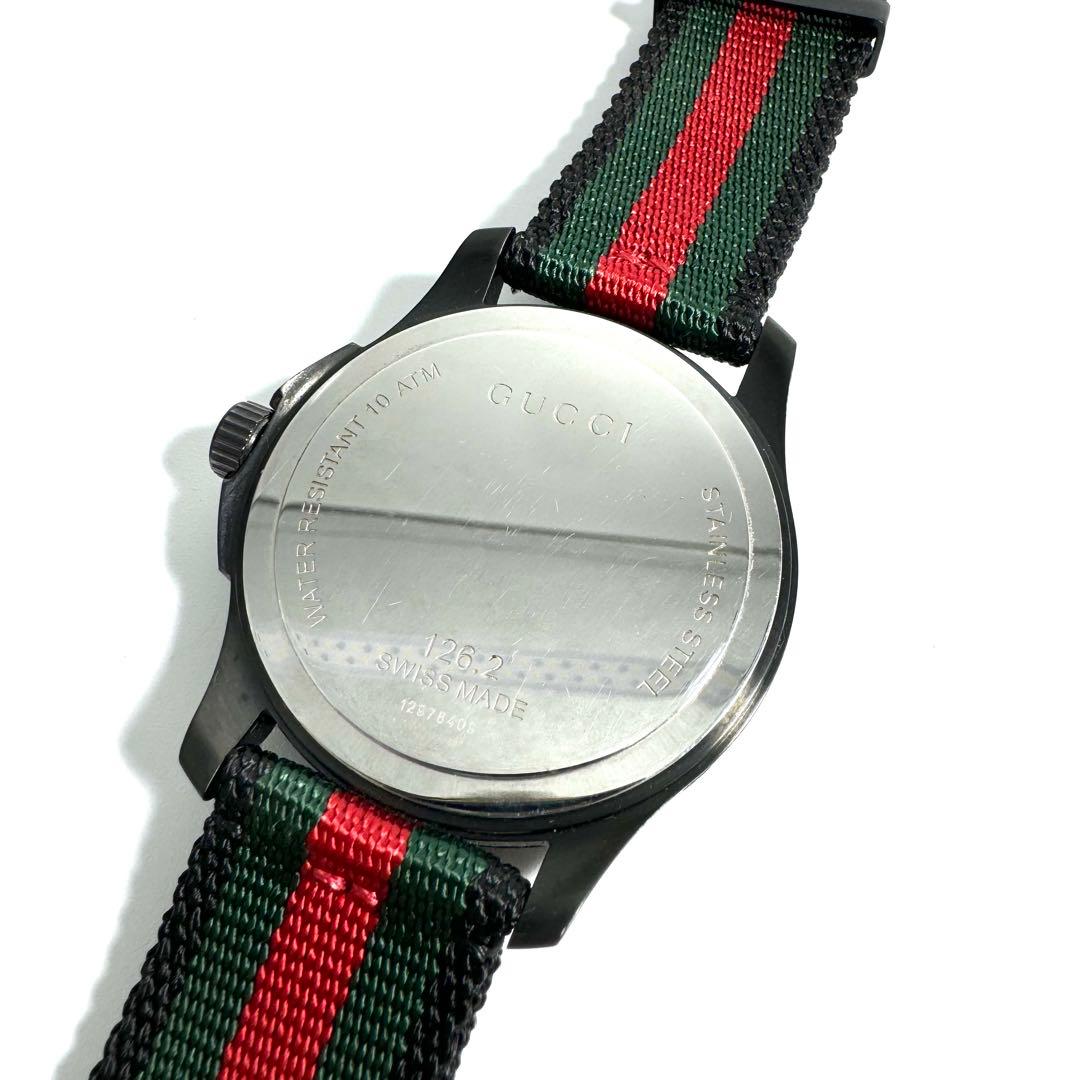 稼動 GUCCI 腕時計 Gタイムレス 126.2 ブラック シェリーライン 黒