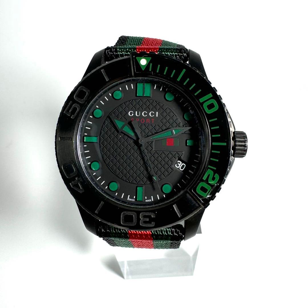稼動 GUCCI 腕時計 Gタイムレス 126.2 ブラック シェリーライン 黒