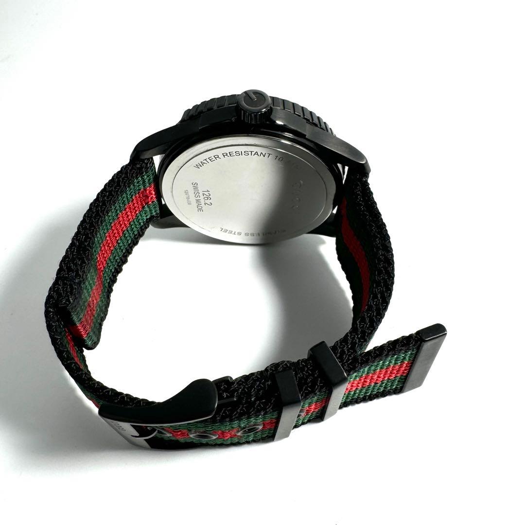 稼動 GUCCI 腕時計 Gタイムレス 126.2 ブラック シェリーライン 黒