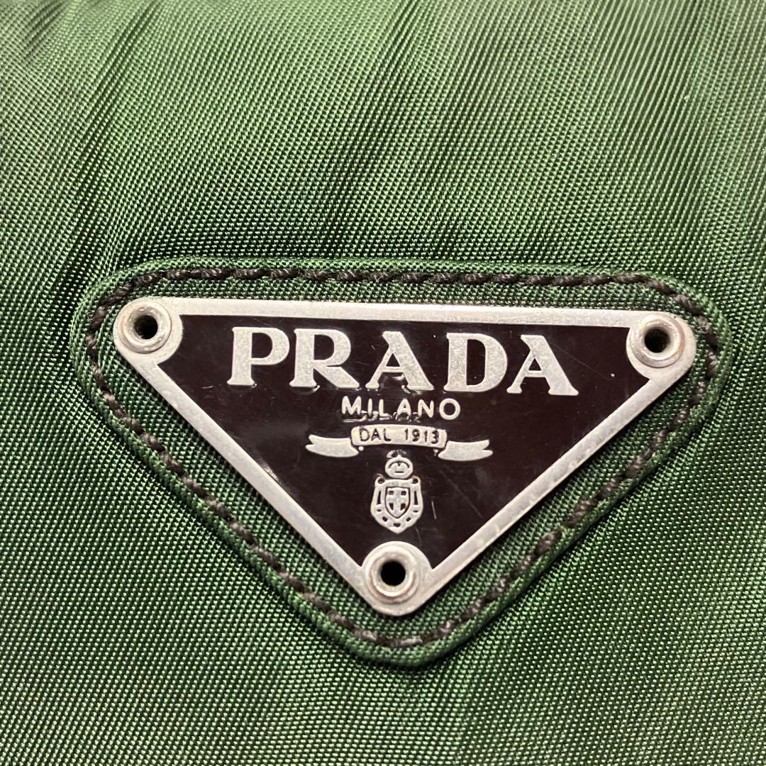 大人気☆PRADA☆プラダ☆ハンドバッグ☆三角プレート☆ナイロン☆ダークグリーン