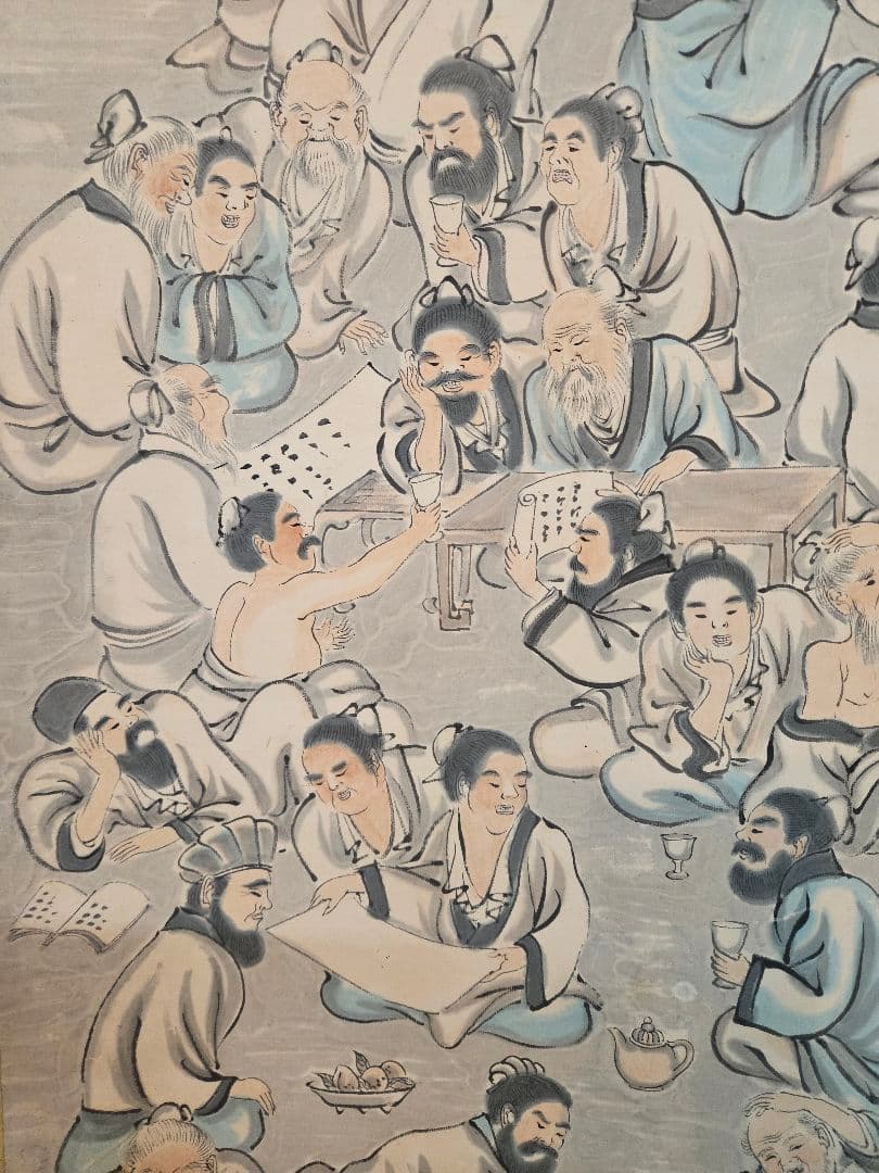 渡辺崋山「百人講」 肉筆 大幅 三河国田原藩士 落款 水墨画