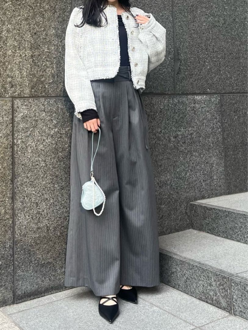 FRAY I.D（フレイ アイディー） ハイウエストべルトデザインワイドパンツ