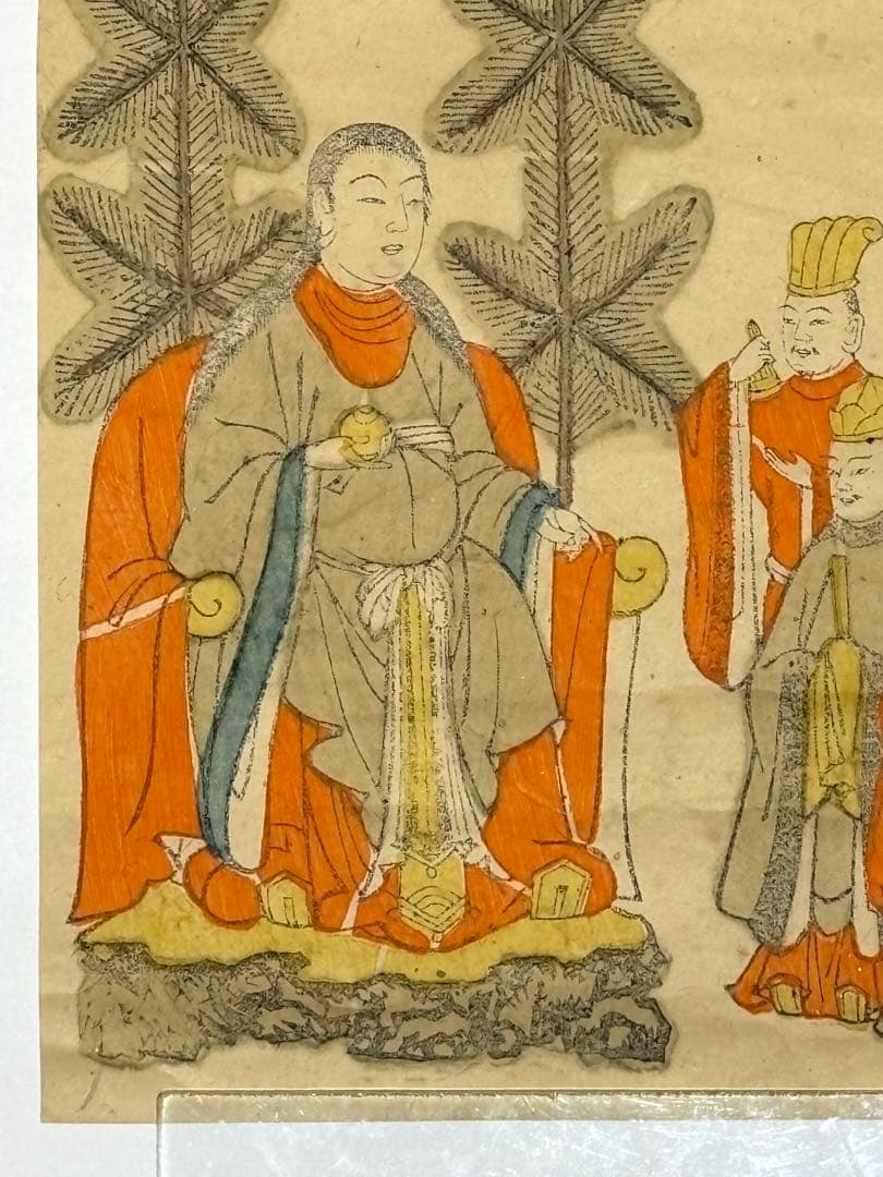 「合羽刷り 多賀大社 伊奘諸尊」彩色木版刷 1枚古典籍江戸時代仏教美術神社神道