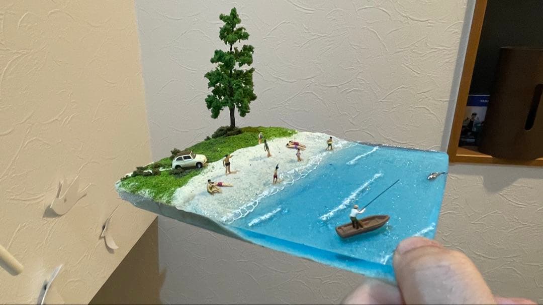 美しい海と砂浜　レジン　ジオラマ