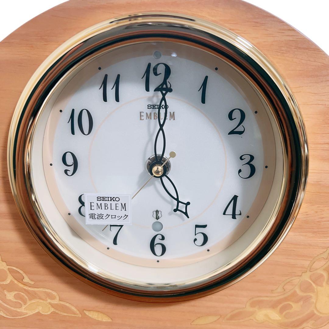 SEIKO EMBLEM 高級電波置時計 HW547P 電波クロック オニキス枠
