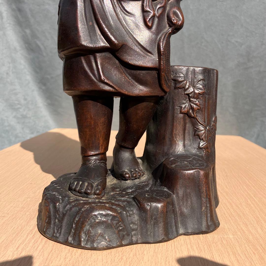 備前焼 二宮金次郎像 置物 高さ33cm