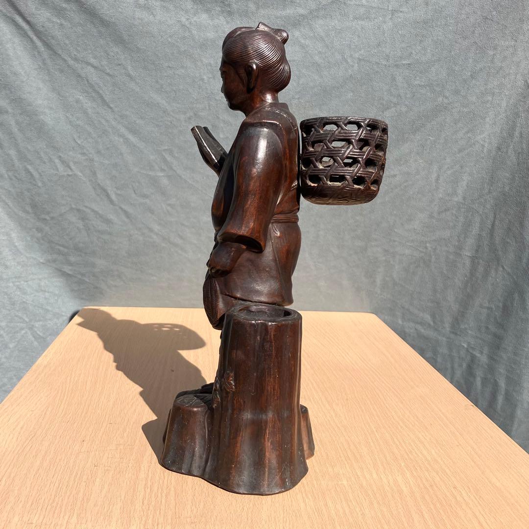 備前焼 二宮金次郎像 置物 高さ33cm