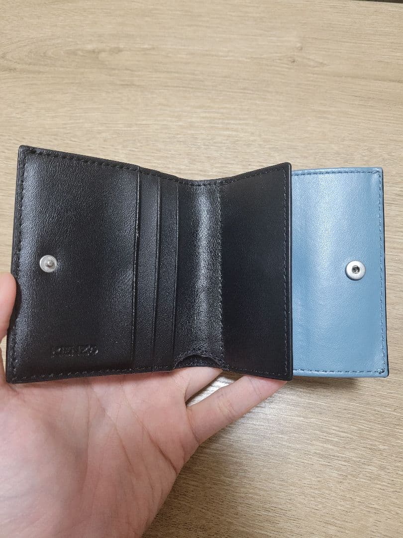 【廃盤品】 KENZO 二つ折り財布　ブラック　虎　TIGER ブルー　レザー