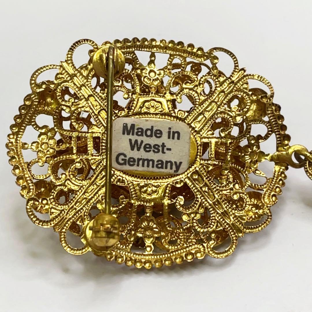 W.GERMANY 天然石 ヴィンテージ ロング ブローチ 西ドイツ製 揺れる