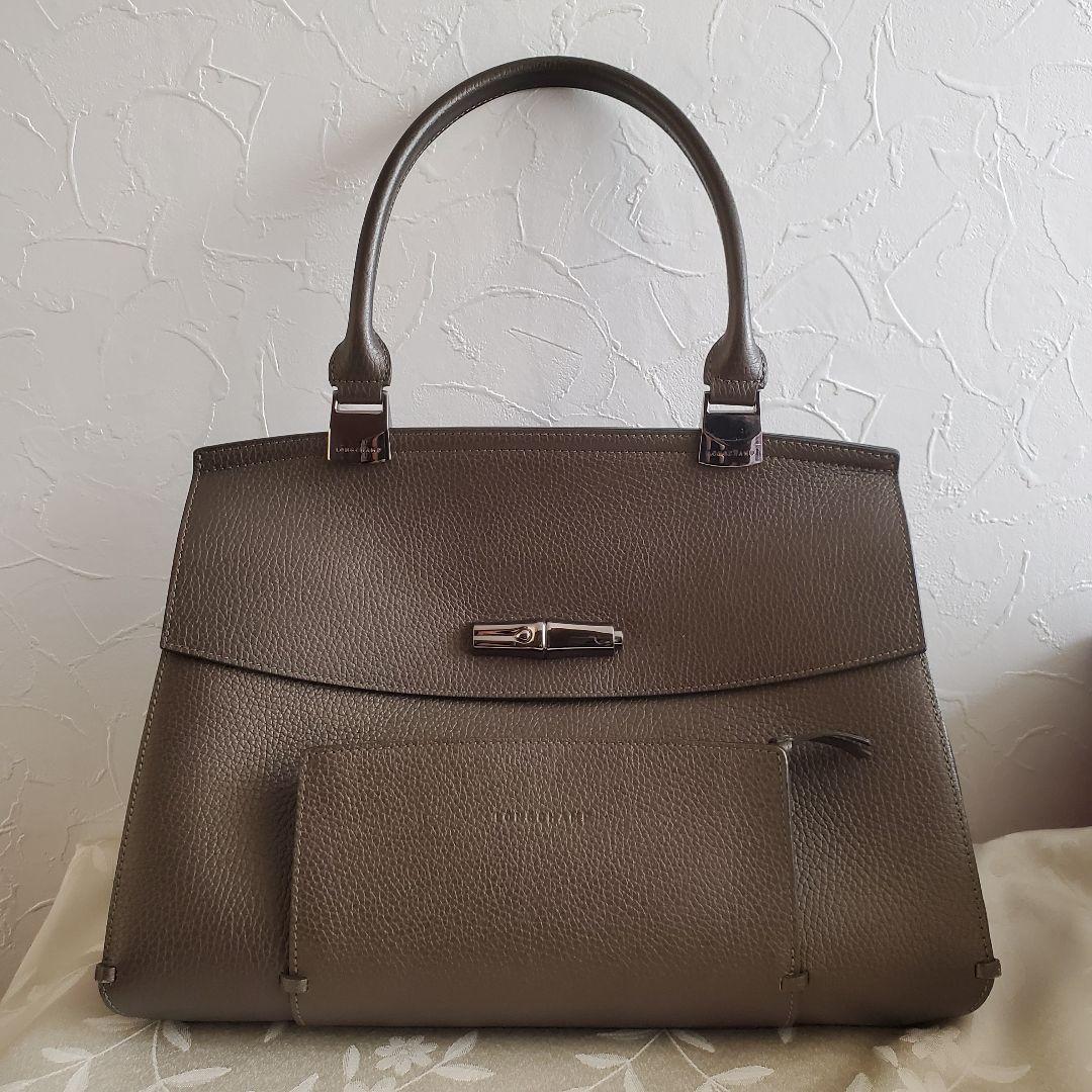 【美品】LONGCHAMP マドレーヌ　ブロンズカラーレザー ハンドバッグ