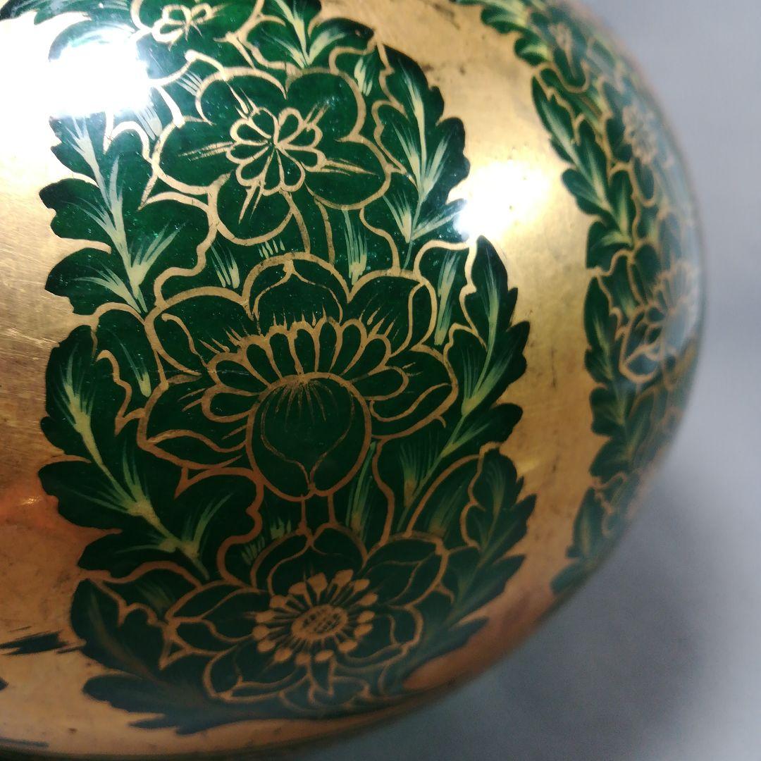 アンティーク　ムガールグラス　インド　エナメル装飾　壺　壷　花瓶