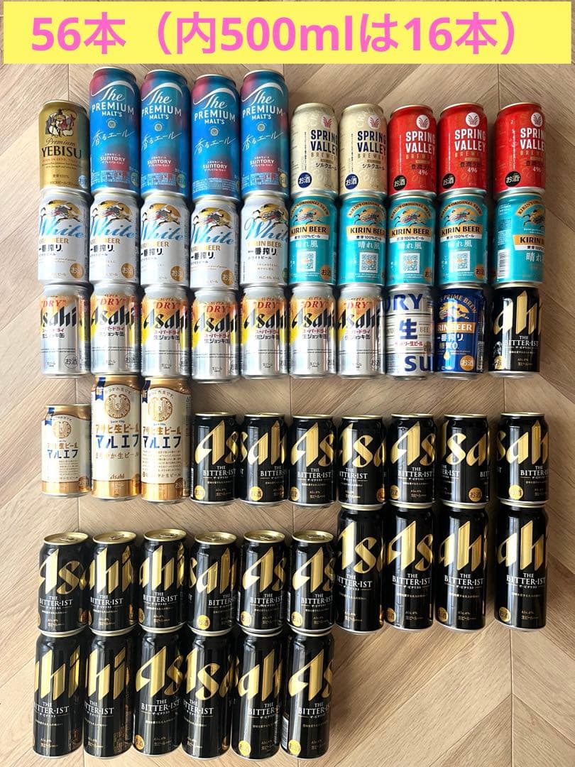 ビール　詰め合わせ　56本（内500ml 16本）