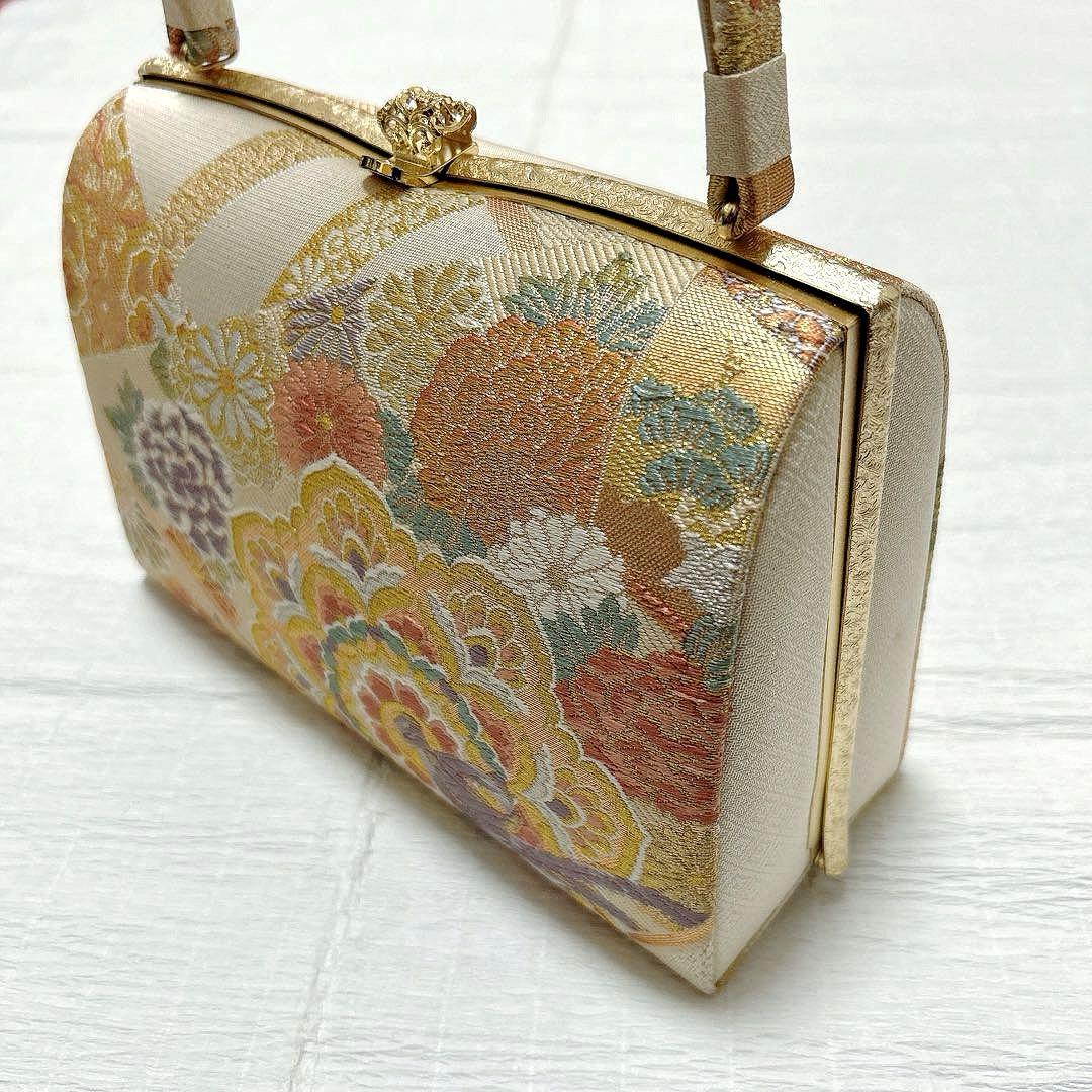 紗織　バッグ　草履　セット　M寸　振袖　成人式　正絹帯地　金糸　フォーマル