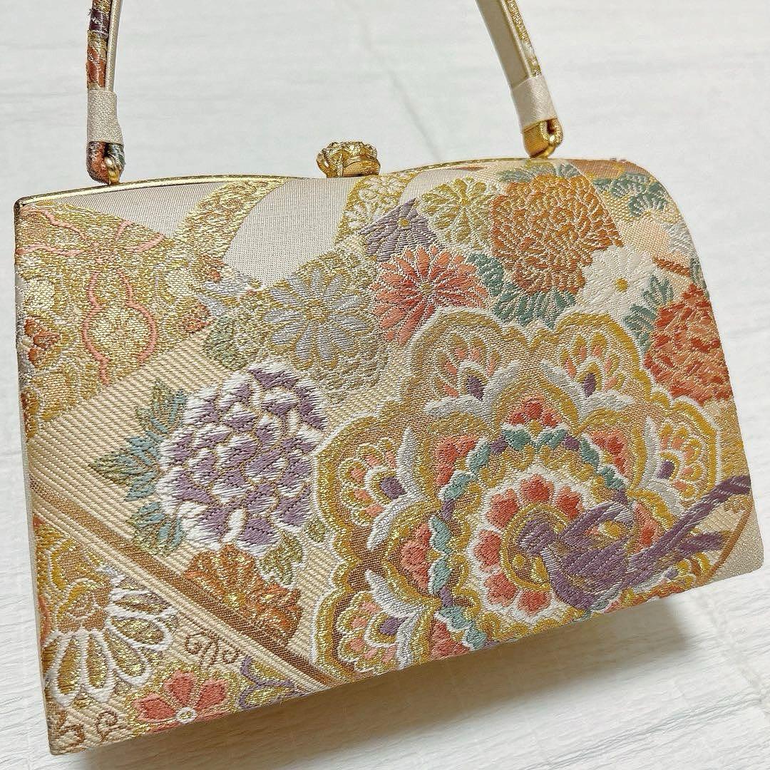 紗織　バッグ　草履　セット　M寸　振袖　成人式　正絹帯地　金糸　フォーマル