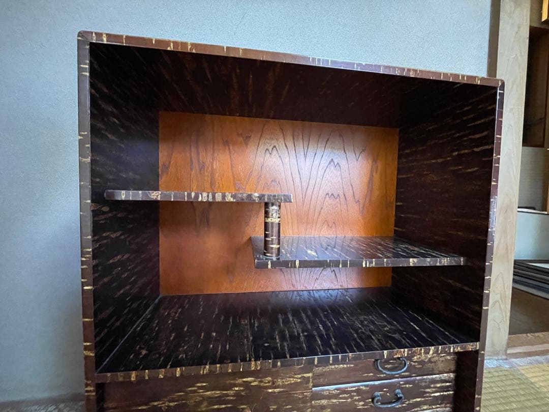 桜皮細工 樺細工 飾り棚 茶箪笥 茶道具 古家具 飾棚 コンパクト