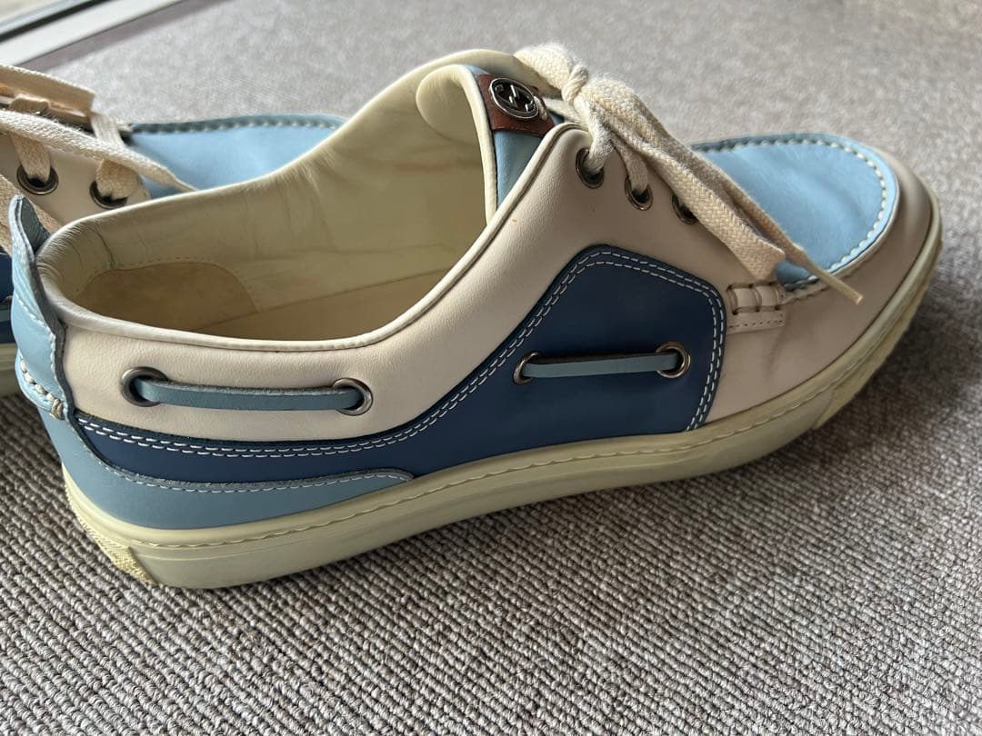 GUCCI デッキシューズ 青/アイボリー