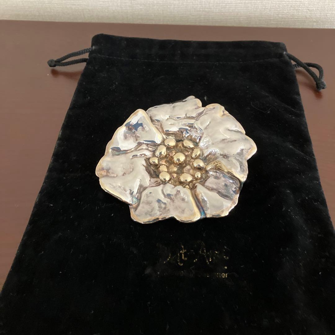 イスラエルBat-Amiシルバー24Kプレート 花型ブローチ