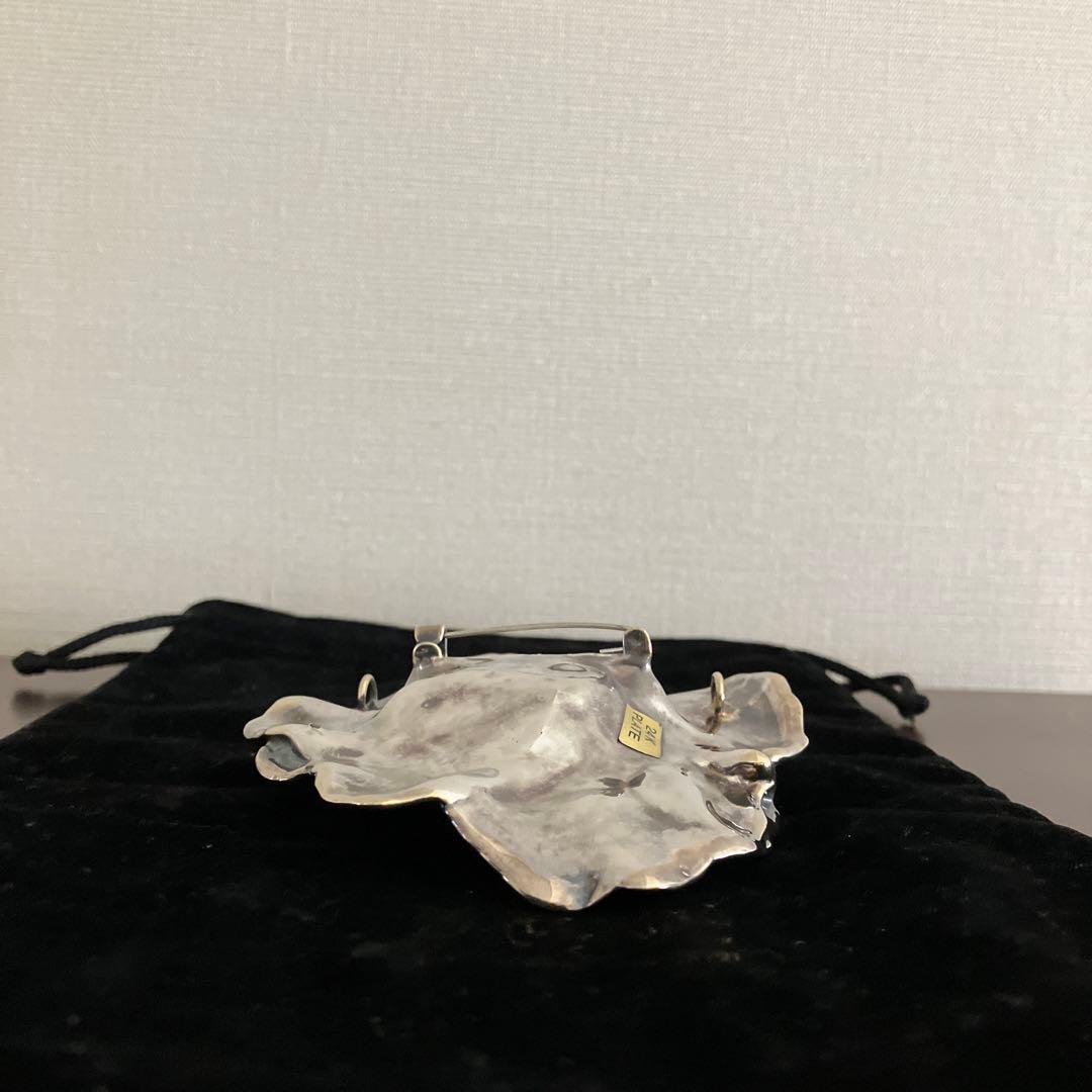 イスラエルBat-Amiシルバー24Kプレート 花型ブローチ