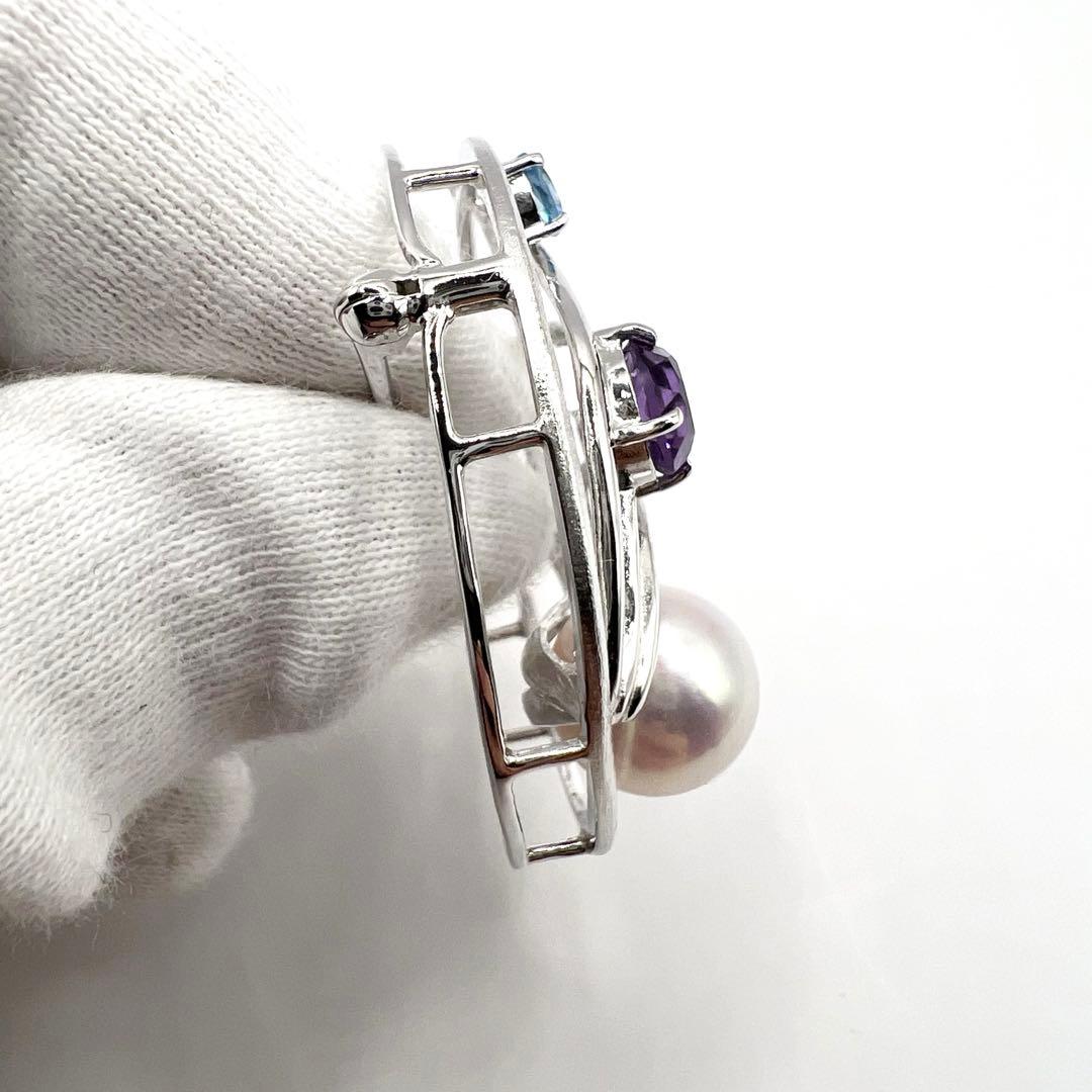 本真珠　アコヤ真珠 ブローチ　9mm シルバー 天然石 イソワパール