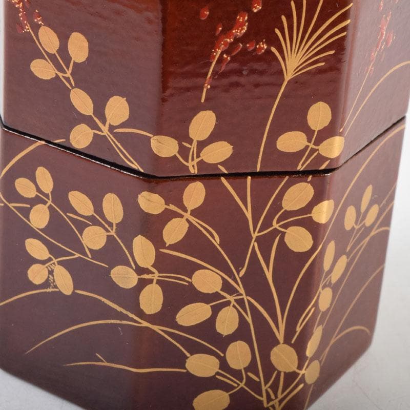 茶道具　山中塗　道場宗廣作　宗観好　一閑　八角茶器　共箱　V　8770