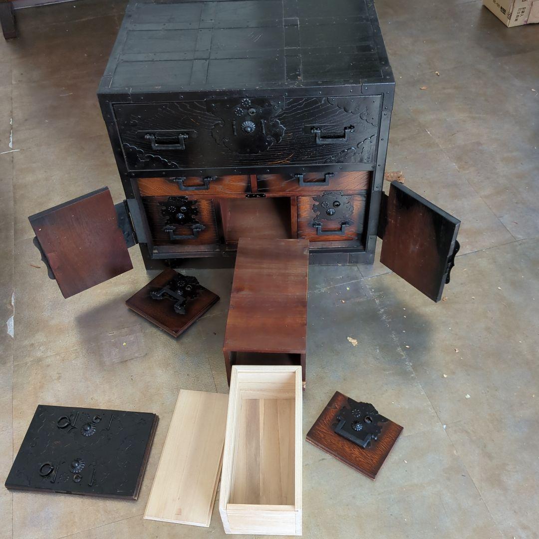 れいちゃん 箪笥 古材 古金具 引き出し 隠し箱 手提げ 飾り棚
