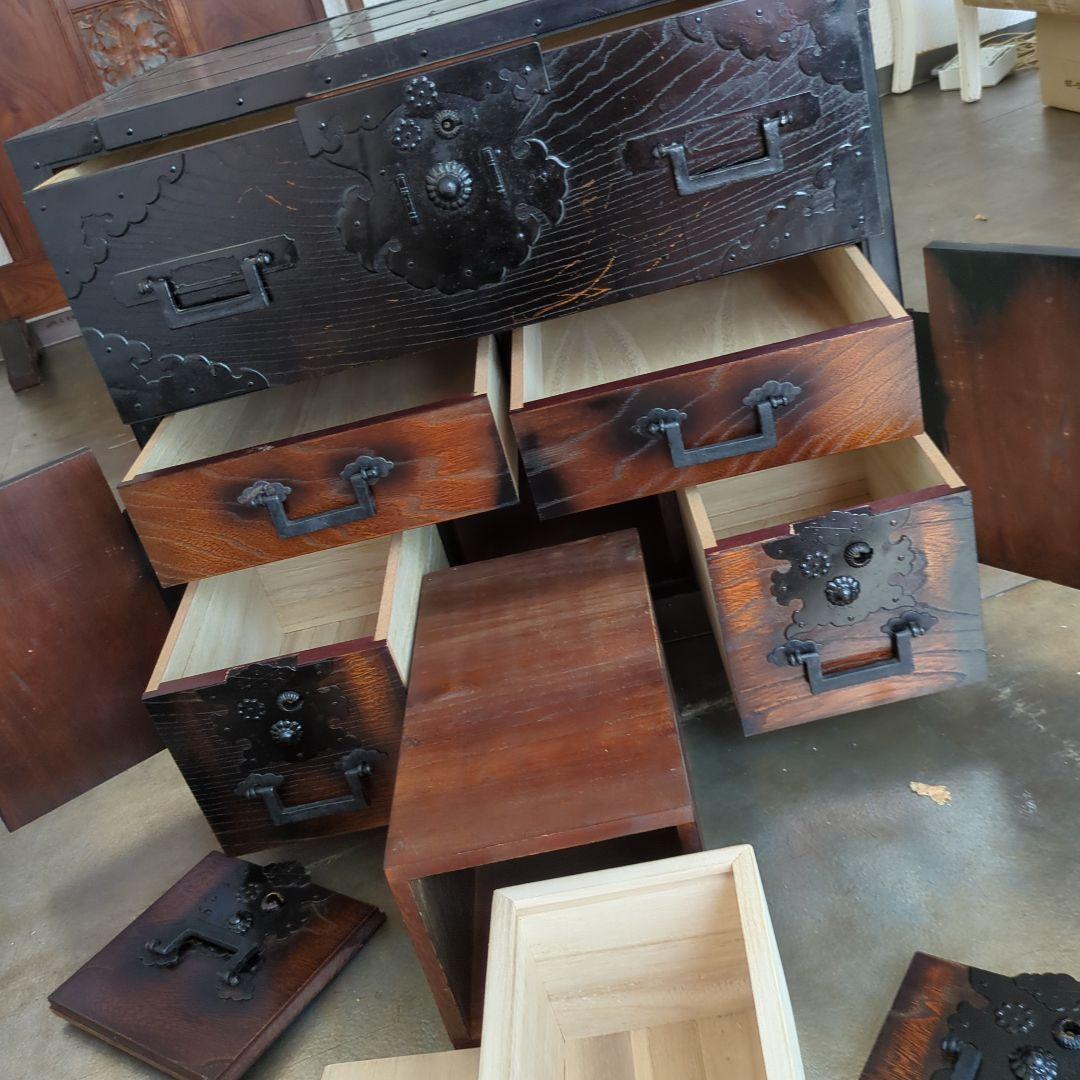 れいちゃん 箪笥 古材 古金具 引き出し 隠し箱 手提げ 飾り棚