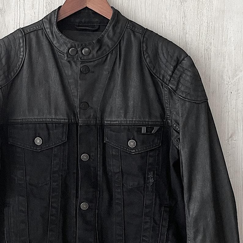 美品 DIESEL コーティング切替デニムライダース ブラックS