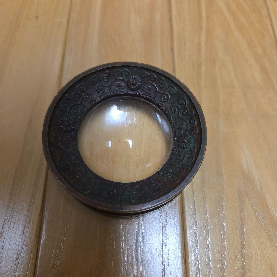 真鍮製？のアンティークな珍品　拡大鏡とフリーカップ2点セット➕️オマケ付き